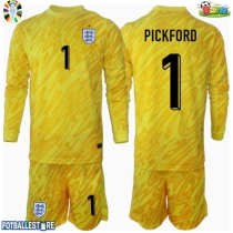 England Jordan Pickford #1 Keeper Bortedraktsett Barn EM 2024 Langermet (+ Korte bukser)